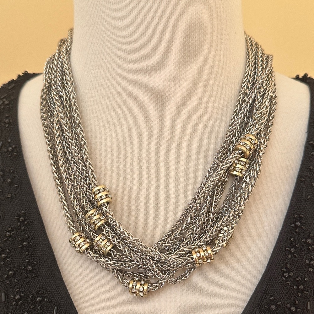 Cache Silver and Gold Multi-Strand Necklace and bracelet set - Picture 5 of 7